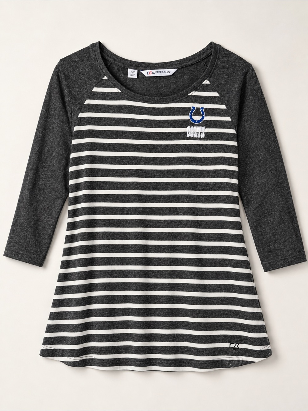 Cutter & Buck Indianapolis Colts Women’s M Gray Striped 3/4 Sleeve Top NFL